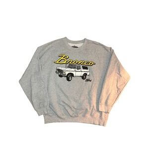 Mens Ford Bronco Graphic Sweatshirt Grey Crewneck Long Sleeve Casual Size‎ L